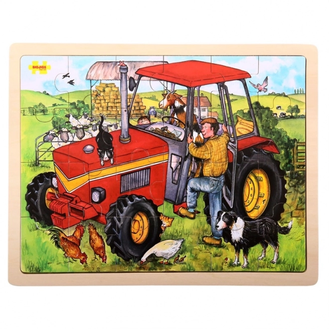 Bigjigs Toys Drewniane puzzle traktor 24 elementów