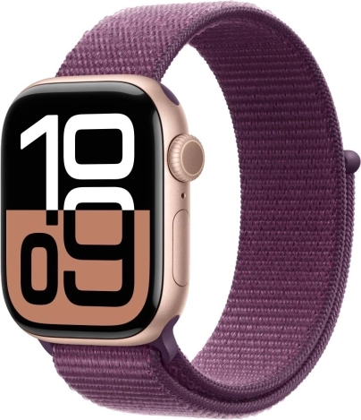 Watch Series 10 GPS, różowozłota 42 mm aluminiowa koperta ze śliwkowo‑szarym paskiem sportowym