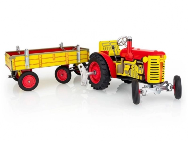 Traktor Zetor z przyczepką czerwoną na kluczyk metalowy 28cm Kovap w pudełku