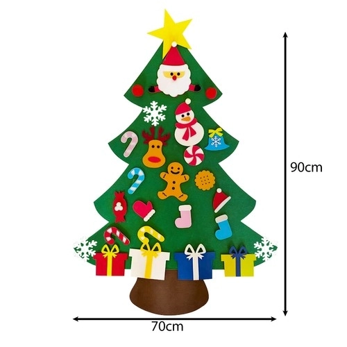 DIY filcowa choinka bożonarodzeniowa z ozdobami 90 cm