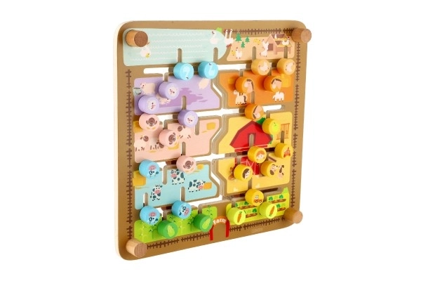 Drewniany edukacyjny labirynt 2w1