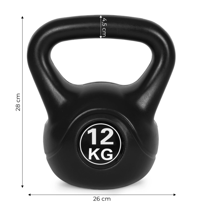 Kettlebell do ćwiczeń czarna - 12kg