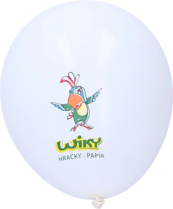 Biały nadmuchiwany balonik z nadrukiem WIKY 30 cm, 100 szt.