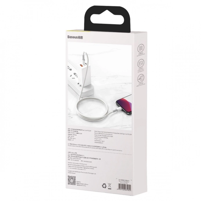 Kabel USB-C na Lightning Baseus z wysoką gęstością oplotu, 20W, PD, 2m