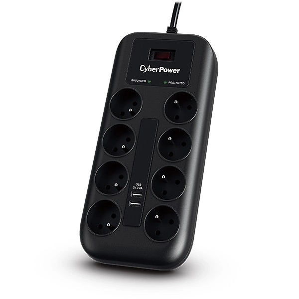 Ochrona przeciwprzepięciowa CyberPower z 8 gniazdkami i 2 portami USB