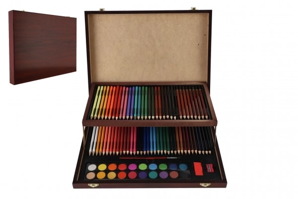 Zestaw do malowania Art box w drewnianej walizce - 91 sztuk