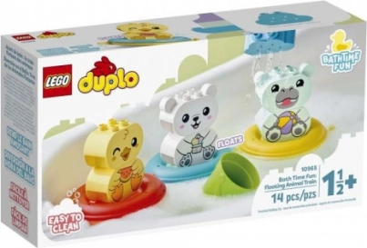Lego Duplo zabawa w wannie: pływający pociąg ze zwierzątkami