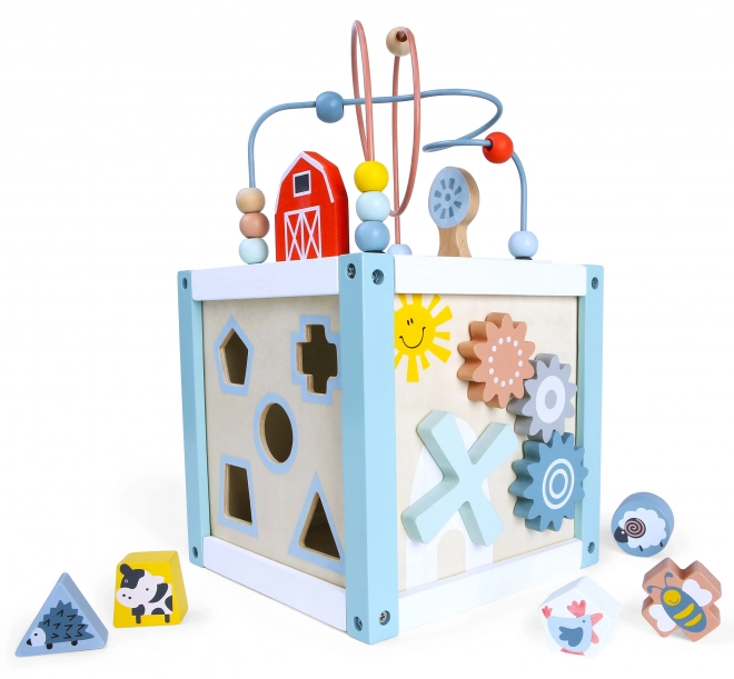 Drewniany sorter klocków z klockami Ecotoys