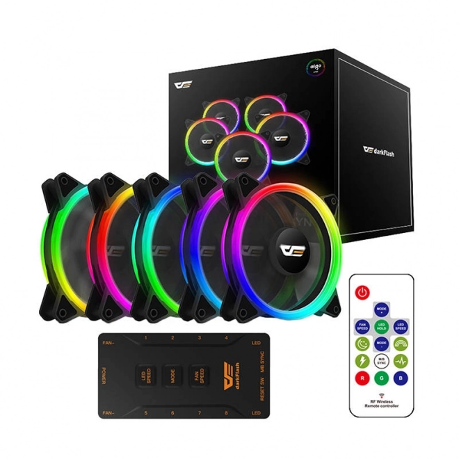 Zestaw wentylatorów do komputera ARGB Darkflash DR12 Pro 5w1 120x120 (czarny)