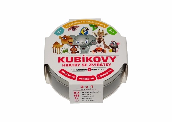 Zabawy Kubika ze zwierzątkami 3w1 w metalowym pudełku