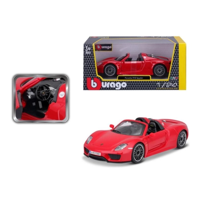 Metalowy samochodzik Porsche 918 Spyder czerwony