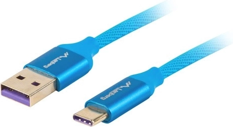 Premium kabel USB-C na USB-A 2.0, 1 m, niebieski, 5 A z litej miedzi