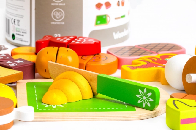 Drewniane produkty do krojenia 23 sztuki ECOTOYS