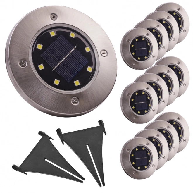 Solarne ogrodowe oświetlenie LED - 12 sztuk