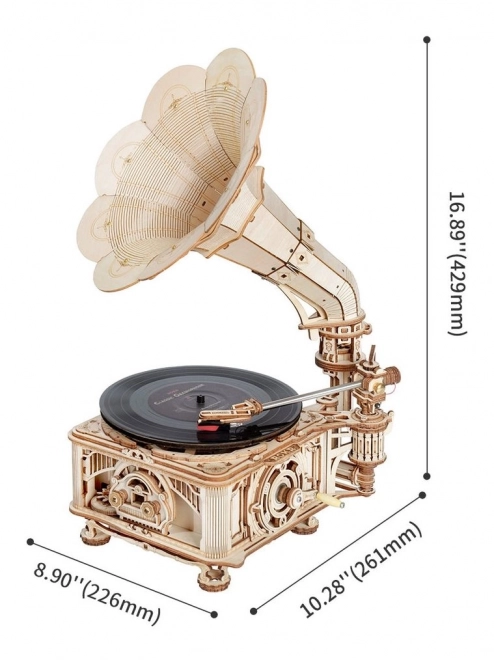Rokr 3D drewniane puzzle Klasyczny gramofon