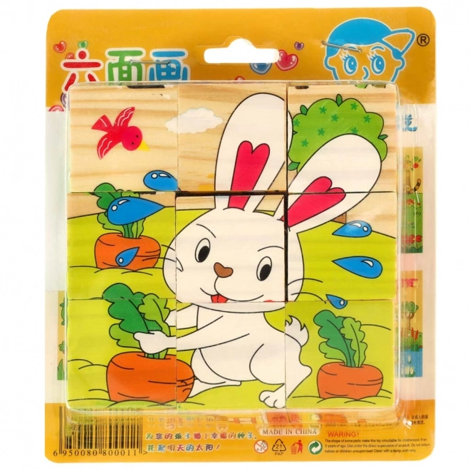 Drewniane edukacyjne puzzle farma