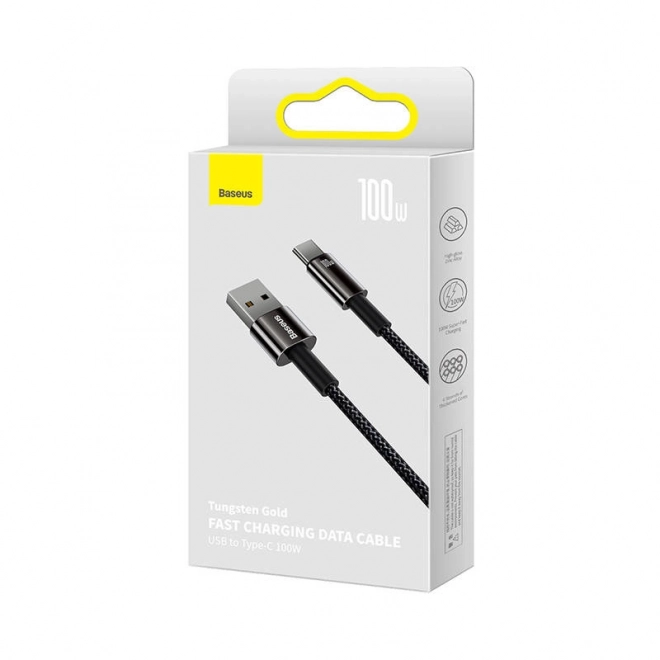 Kabel Baseus Tungsten Gold USB na USB-C, 100 W, 2 m czarny