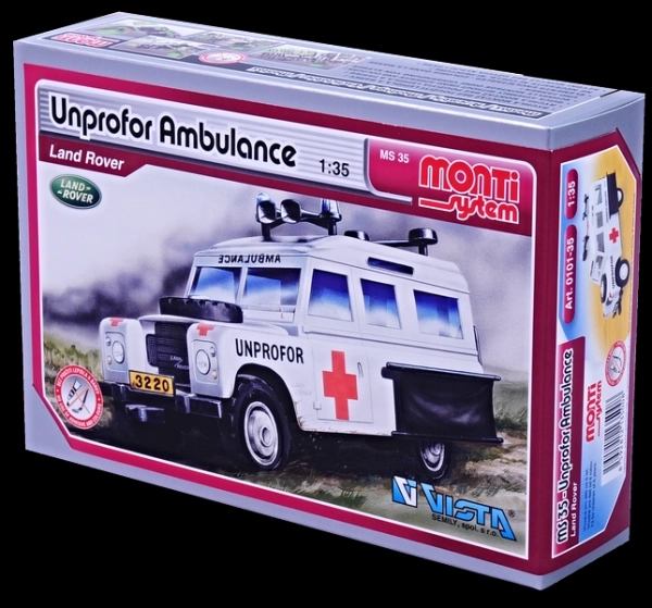 Zestaw Monti System MS 35 Unprofor Ambulans Land Rover 1:35 w pudełku 22x15x6cm