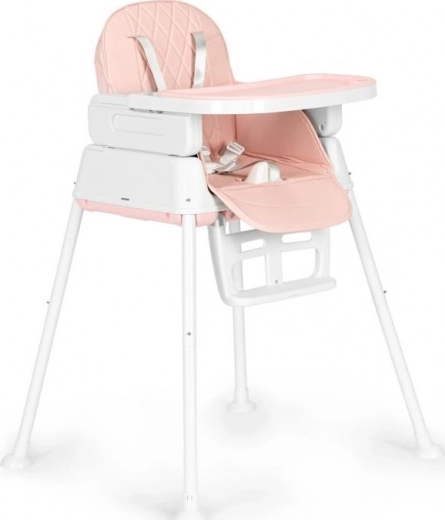 ECOTOYS Składane krzesełko do karmienia dla dzieci 3 w 1 różowe