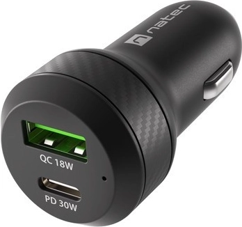 Ładowarka samochodowa NATEC Coney USB-A + USB-C QC 3.0/PD 3.0 48 W czarna
