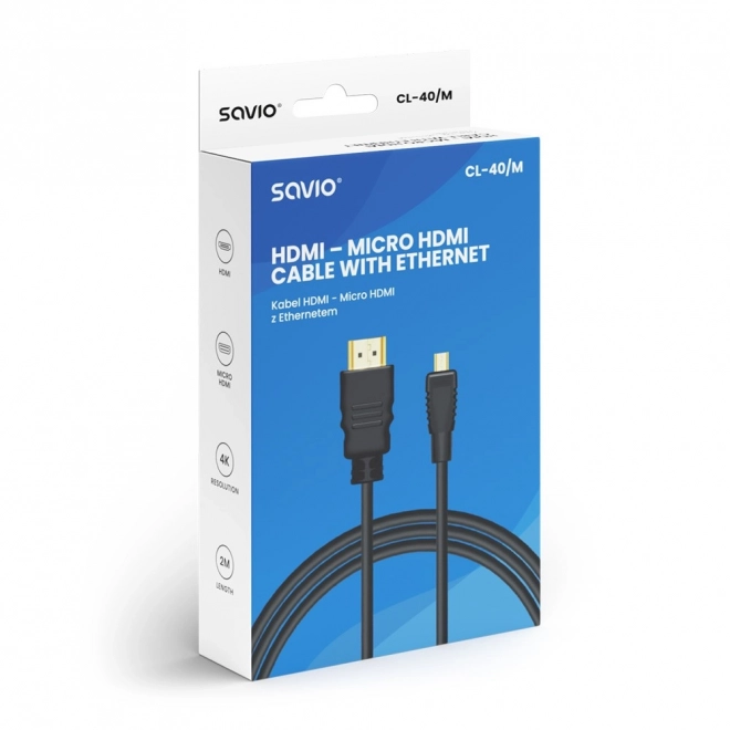 Kabel HDMI (M) - micro HDMI (M) z Ethernetem, 2 m, CL-40/M