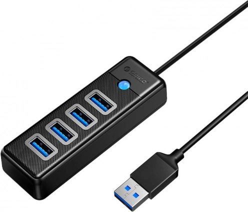 Orico hub USB 4× USB 3.0, 5 Gbps, kabel 0,15 m, czarny