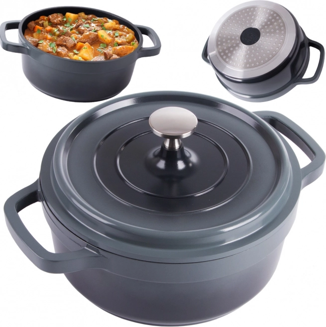 Aluminiowy garnek do pieczenia z pokrywką 2,2 l na indukcję