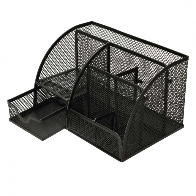 Metalowy organizer biurkowy z 7 przegródkami – czarny