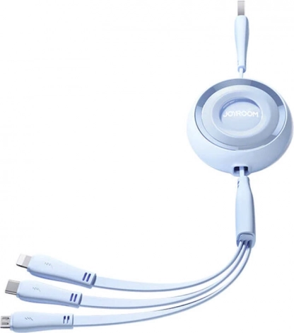Joyroom 3w1 kolorowy kabel USB do USB‑C/Lightning/Micro USB 3,5 A, 1 m – Niebieski