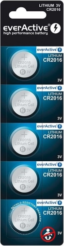 Baterie litowe guzikowe EverActive CR2016, blister 5 szt.