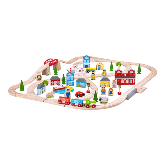 Bigjigs Rail Drewniana kolejka miasto i wieś 101 części
