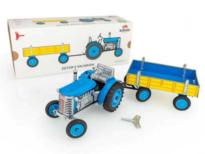 Traktor Zetor z przyczepką czerwoną na kluczyk metalowy 28cm Kovap w pudełku