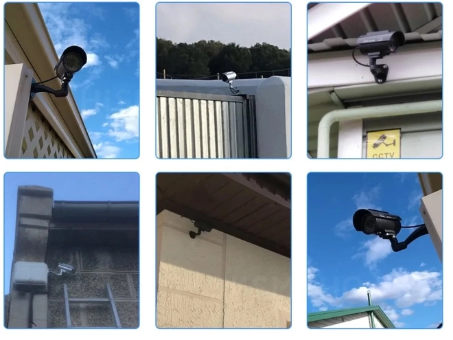 Zewnętrzna kamera atrapa ścienna z LED i zasilaniem solarnym