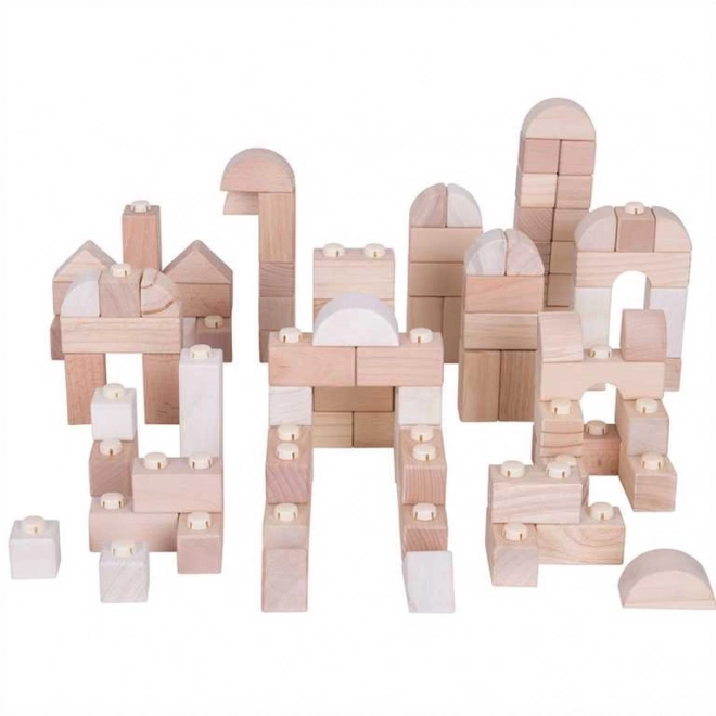Bigjigs Baby Drewniane Spojkostki - Natur zestaw 100 sztuk