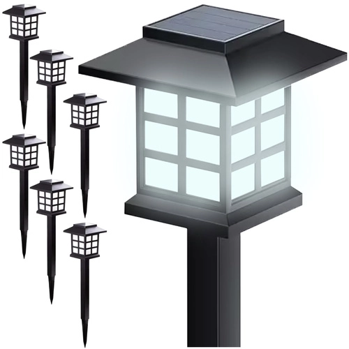 Solarne ogrodowe lampy LED – zestaw 6x domek