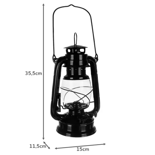 czarna lampa olejowa 24cm