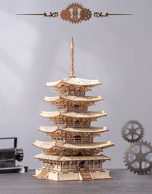 3D drewniane puzzle pięciopiętrowa pagoda