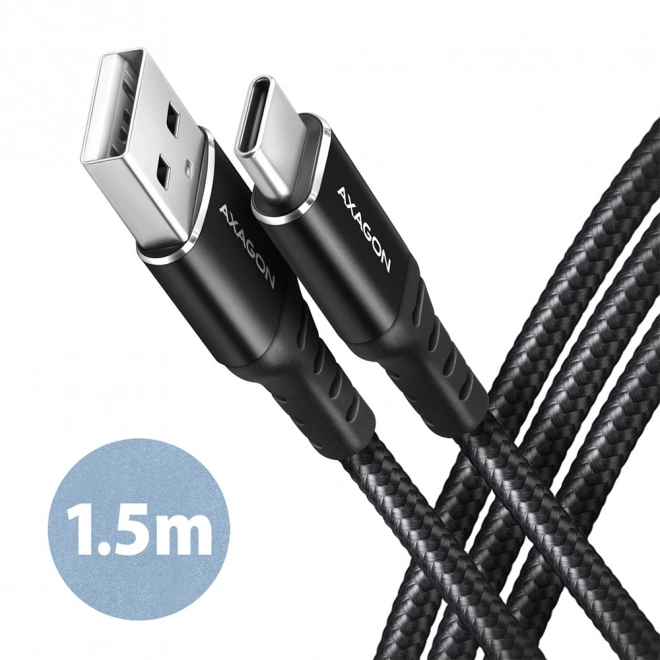 Kabel USB-C - USB-A Axagon 1.5m, aluminium, nylonowy oplot