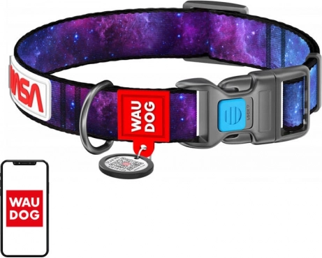 Nylonowa obroża dla psów z kodem QR WAUDOG NASA, M (20 mm)