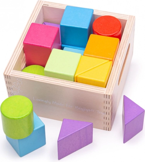 Kolorowe drewniane klocki dla dzieci od Bigjigs Toys