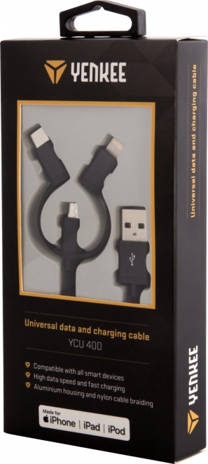 Uniwersalny kabel ładujący 3w1 z złączami USB-C, Micro USB i Lightning