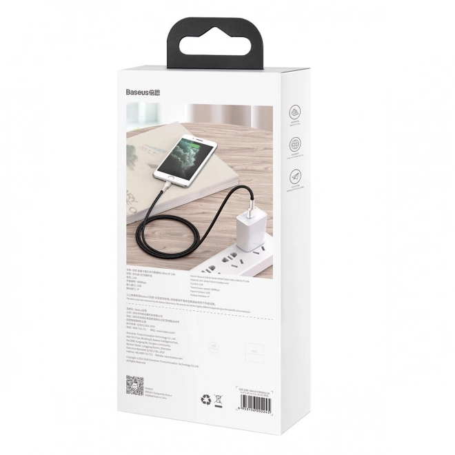 USB kabel do Lightning Baseus Cafule, 2,4A, 1m (czarny)