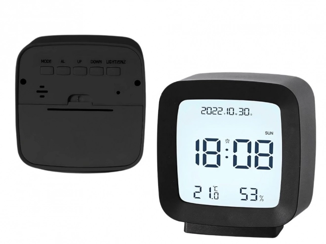 Cyfrowy budzik z wyświetlaczem LCD oraz pomiarem temperatury i wilgotności