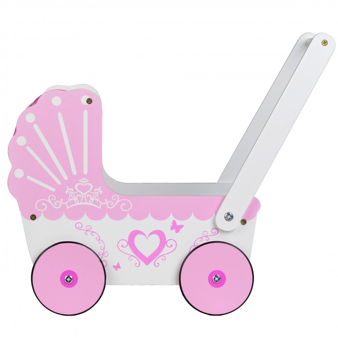 EcoToys Drewniany wózek dla lalek Pink Heart