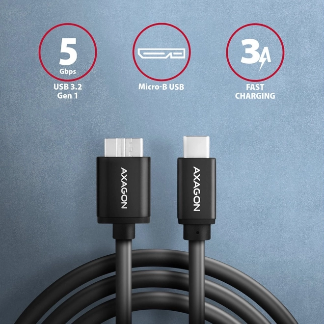 Kabel Micro-B USB na USB-C 3.2 Gen 1 1m 3A ALU PVC