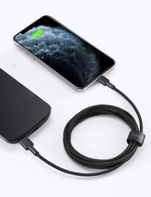 Nylonowy kabel Lightning-USB C czarny 2m
