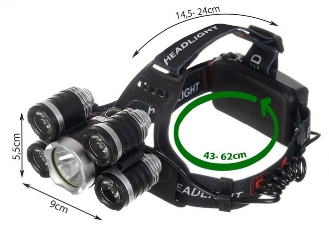Czołówka 5 x LED T6 CREE