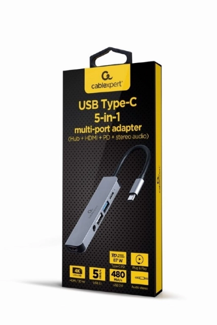 Adapter USB-C 5 w 1, PD, HDMI, Audio, USB 3.1, USB 2.0