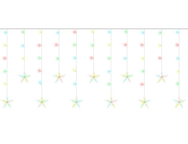 Kolorowa zasłona LED z gwiazdkami - 2,5 m, 108 LED