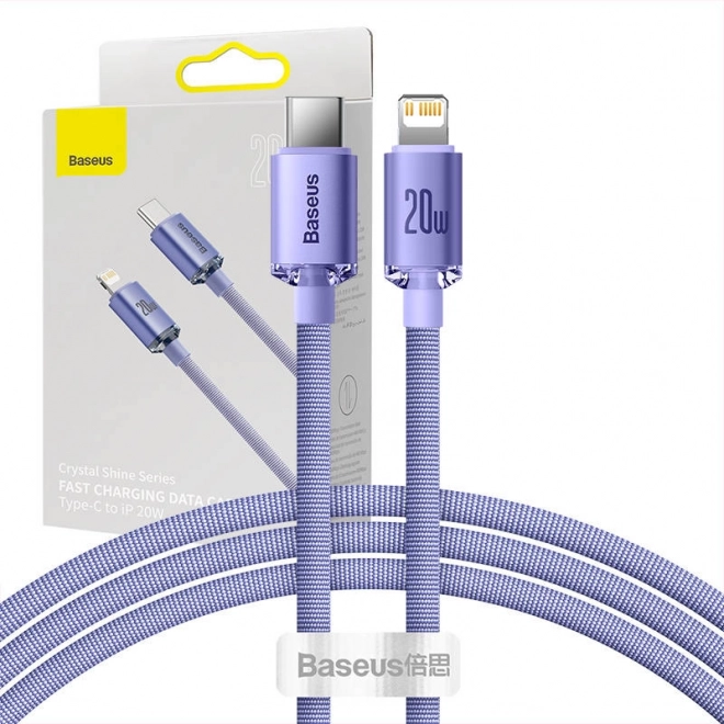 Baseus Crystal Shine kabel ładujący USB‑C na Lightning fioletowy 20W